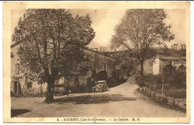 Bournel (47) Le Centre. RARE CPA for this small village. See car.