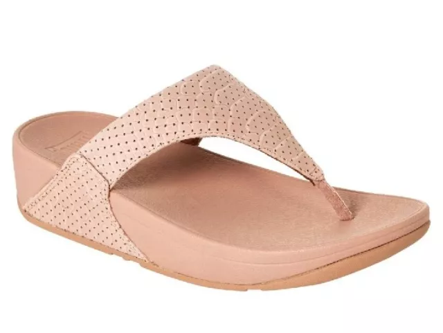 FitFlop Lulu Perf Croco-Embossed Leather Toe-Post Thong Sandal-Beige-US 9-EU 41