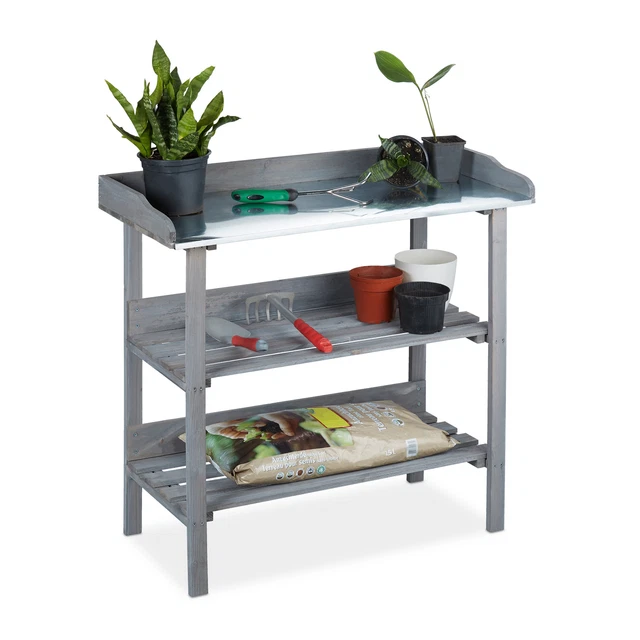 Table De Jardinage MCombo 112x47x125cm - Plan De Travail Galvanisé, Tiroir Et Meuble - Bois Sapin Résistant Aux Intempéries