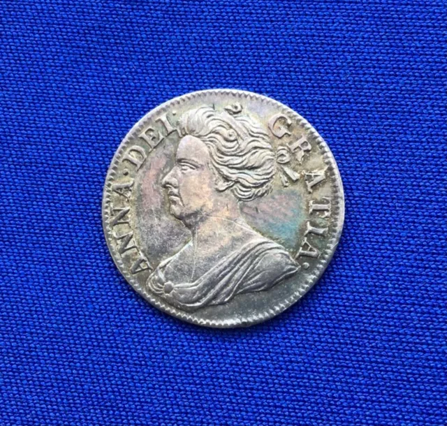 1710 Queen Anne Silver Maundy Fourpence - Plain Edge - Spink No. 3595c