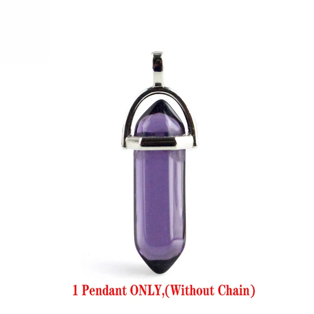 Crystal Gemstone Necklace Pendant Natural Chakra Stone Energy Healing with Chain