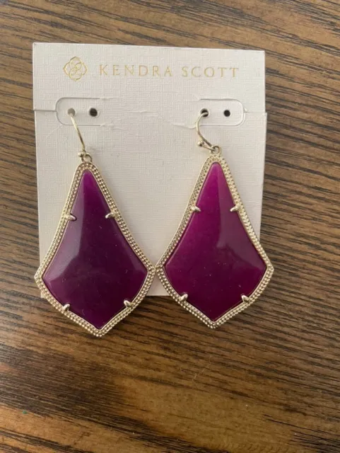 New Kendra Scott Alex Gold Drop Earrings in Maroon Jade