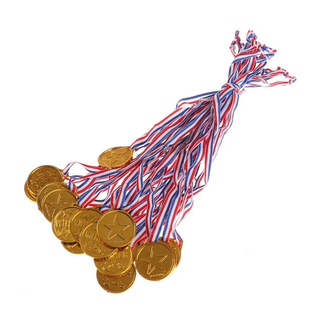 20X CHILDREN GOLD Plastic Winner Medals Sports Day Awards Toys For