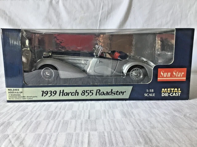 Sun Star 1/18 Horch 855 Special Roadster 1938 - Rouge Et Noir Argenté - Comme Neuve
