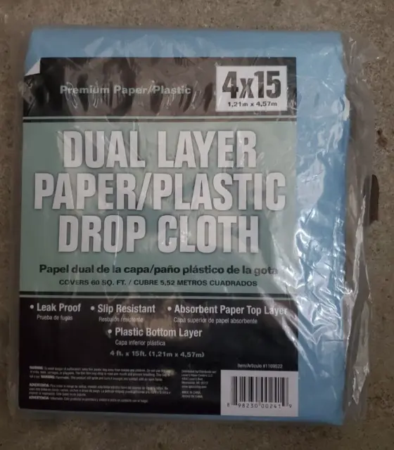 *4PACK* Premium Dual Layer Paper/Plastic Drop Cloth 4"x 15"