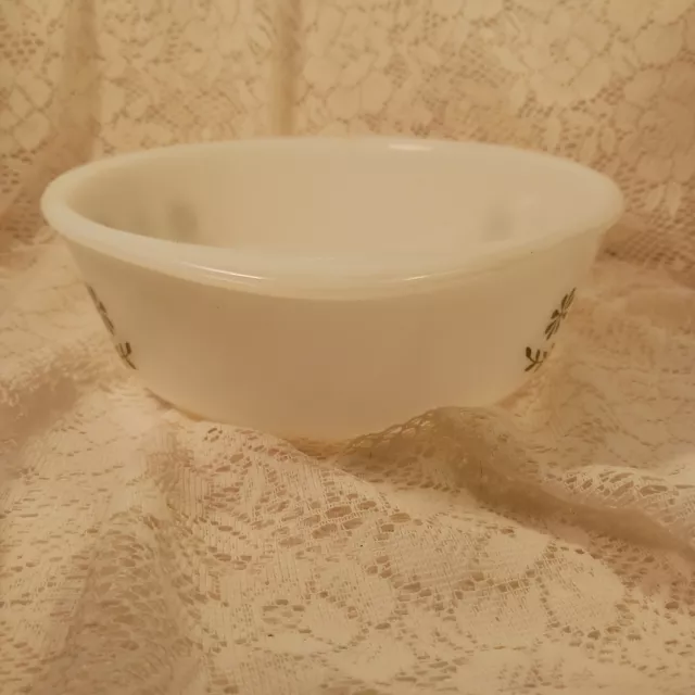 Vintage Glasbake 1½" Quart Green Daisy Milk Glass Bowl Round EUC 3