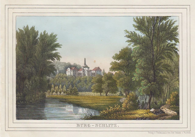 Castillo Ranura Original Colorido Litografía Tiedemann 1845