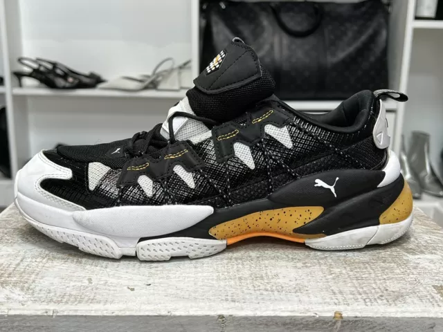 PUMA LQD CELL Omega White Black Yellow Lace Up Mens Trainers