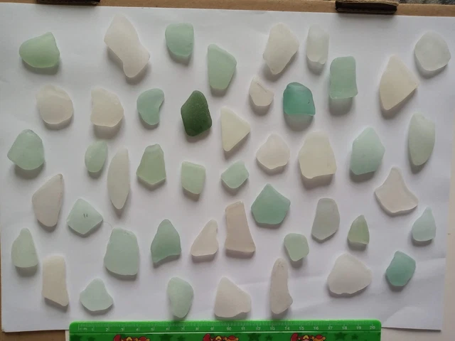 46 Stück Schöne Ungewöhnliche Farben, Echt Vintage Nordostküste Meerglas