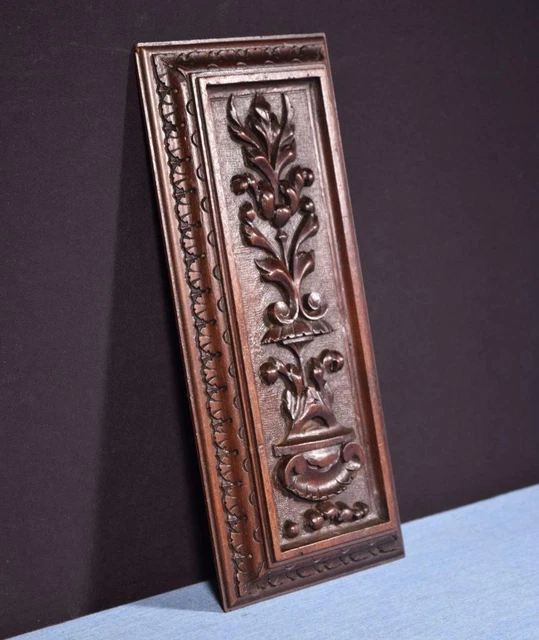 *French Antique Architectural Panel Door Solid Walnut Wood Highly Carved Salvage 3