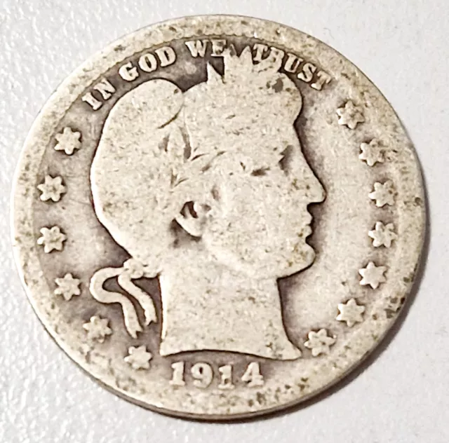 États-Unis USA : assez rare quarter dollar 1914 D Barber Denver en argent silver