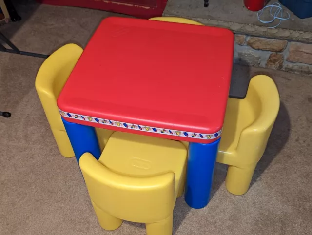 LITTLE TIKES CHILD Size Table 4 Chairs Clean Yellow Table is Red Blue Great 110.88 PicClick