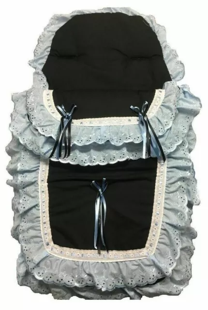 BRODERIE ANGLAISE FRILLY Footmuff Seat Liner Cover Fit Baby Pram Buggy Pushchair 29.95 PicClick UK