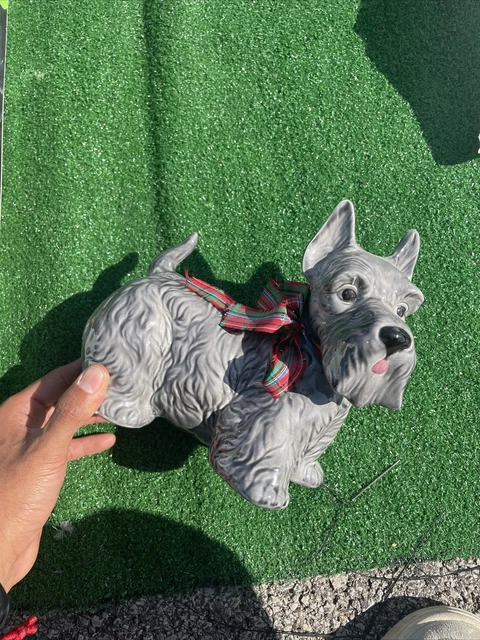 Vintage Ceramic Schnauzer Dog Figurine Embossed Japan Marking