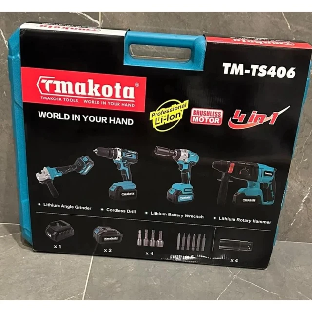 Kit Multiuso 4 In 1 A Batteria - Soffiatore, Motosega, Avvitatore E Trapano A Impulsi, 20V, Con Valigetta