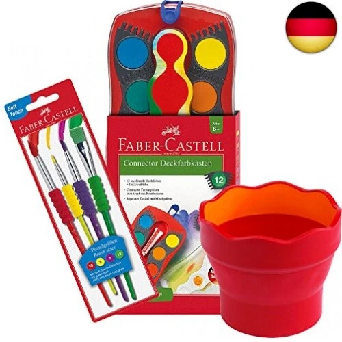 Faber-Castell - Kunststoff Wasserbecher Clic und Go, Lernmaterialien, rot +