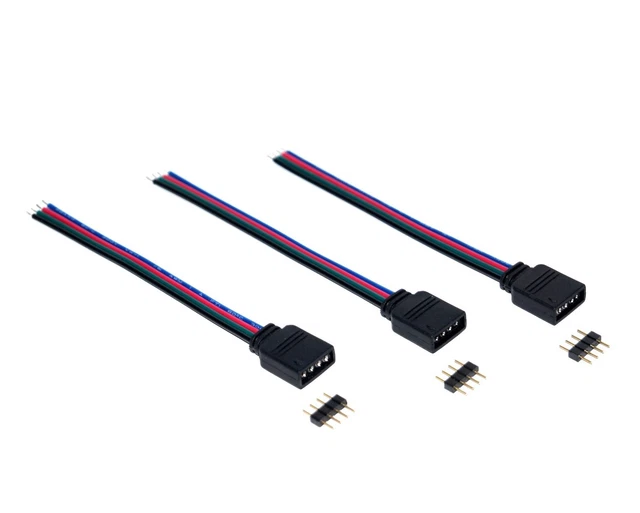 CESFONJER 40 Stück 4-Pin RGB-Stecker Für LED-Streifen – 10 Mm, Lötfrei, Schwarz, Für 3528/5050 LED