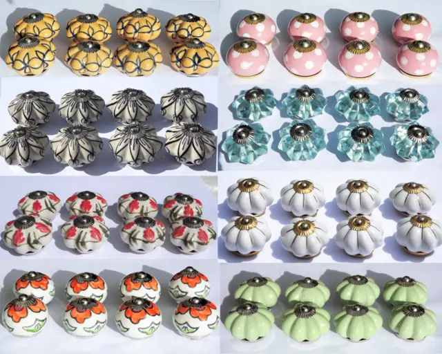 Ceramic Knobs Glass Pulls Handles for door drawer Cabinets Cupboard Wardrobe x 8