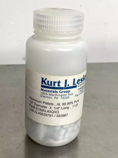 Kurt J. Lesker Aluminum Pellets 1/4" Diameter x 1/4" Long 99.99% Pure 1lb. New