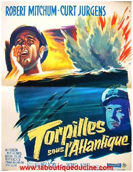 TORPILLES SOUS L'ATLANTIQUE Affiche Cinéma / Movie Poster ROBERT MITCHUM