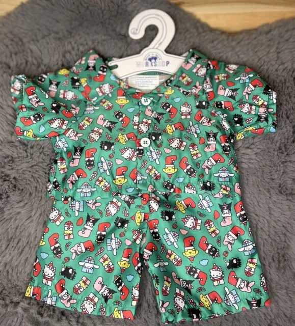 Build A Bear Sanrio Hello Kitty and Friends Green Holiday PJs Pajamas NWT
