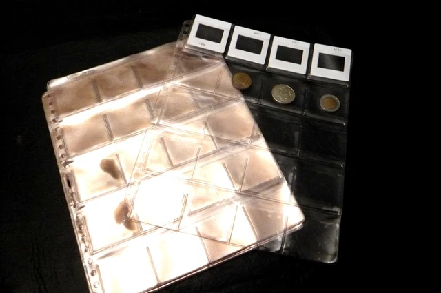 Lot of 18 pages, ea. 20  pockets 2 x 2.for 35mm slides / Coin .Archival by VPD.