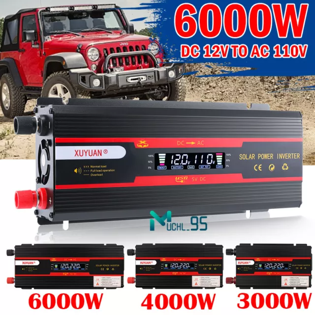 Convertidor de 6000W de CC 12V A 110V CA con USB para carro de coche inversor de corriente