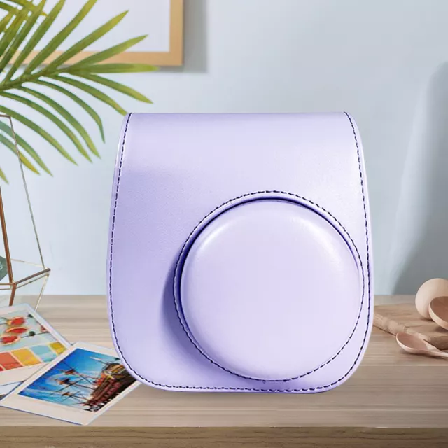 Instant Camera Bags PU Leather for Fujifilm Instax Mini 12/11/9/8 (Purple)