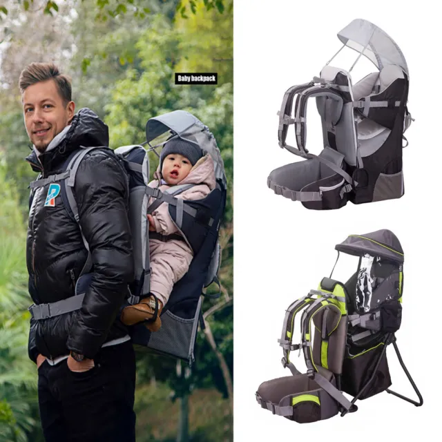 Deluxe Baby Toddler Backpack Hiking Camping Child Carrier w/stand sun/rain cover