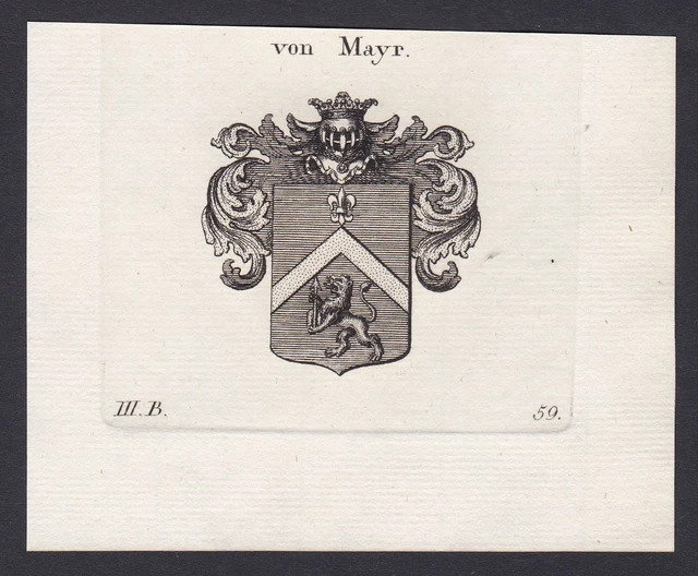 1820 Mack Mayer Escudo Nobleza Abrigo De Arms Heráldica Grabado Antiguo Imprimir