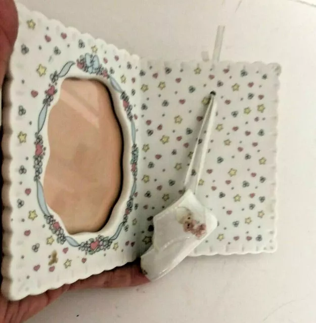 Vtg 1993 White Bisque PRECIOUS MOMENTS Baby Girl Bootie PICTURE PHOTO FRAME