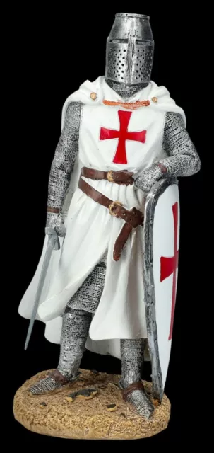 Cavaliere Templare Figura Con Stemma Targa - Fantasy Medioevo Combattente Statua