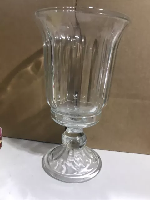 Vintage Home Interiors Hurricane Glass Vase 11" Tall Made In USA Pre-owned