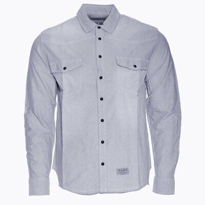Mens Jacksouth Denim Shirt Long Sleeve Chest Pocket Contrast Cotton Snap Button