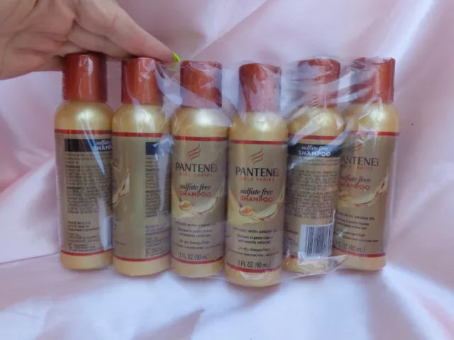 LOT OF 6 - PANTENE GOLD SERIES SULFATE FREE SHAMPOO 3oz. INFUSED WITH ARGAN OIL