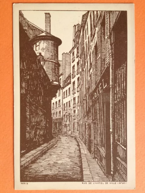 cpa engraving drawing litho 75 - PARIS Rue de l'HÔTEL de VILLE Engraving Drawing