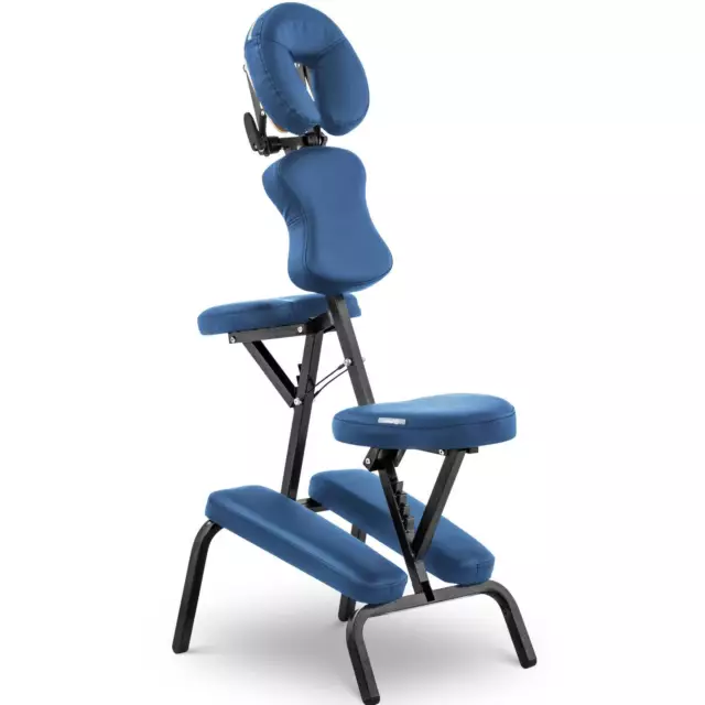 Chaise De Massage Assis De Traitement Pliante Portable Rembourrée Bleue Avec Sac