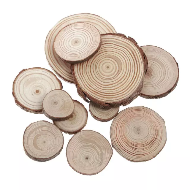 Table Craft Decor Wood Slices Wooden Circles Round Natural Pine Tree Bark Log