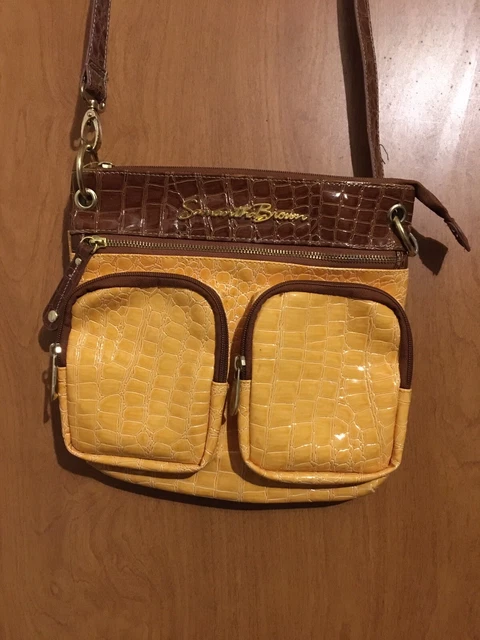 Samantha Brown Purse, yellow and brown croc