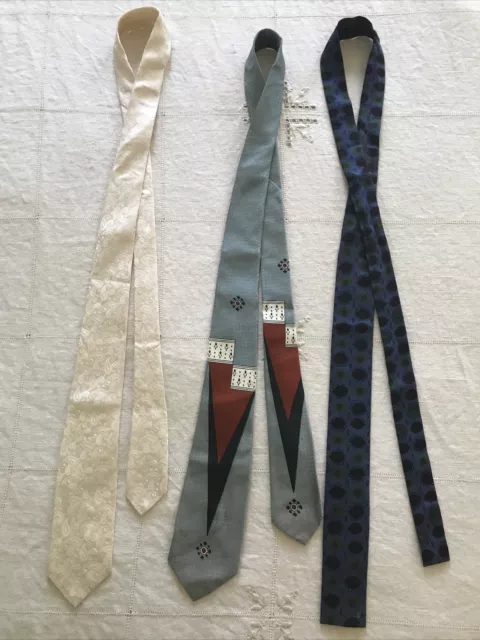 Lot of 3 Vintage Ties Designer Necktie Kingswear Cutter Cravat Beau Brummell