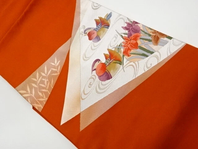 5799979: Japanese Kimono / Vintage Nagoya Obi / Woven Mandarin Ducks