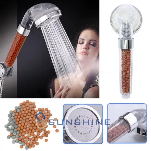 Handheld Filtered Shower Head With Anion Mineral Beads! Hard Water Softener