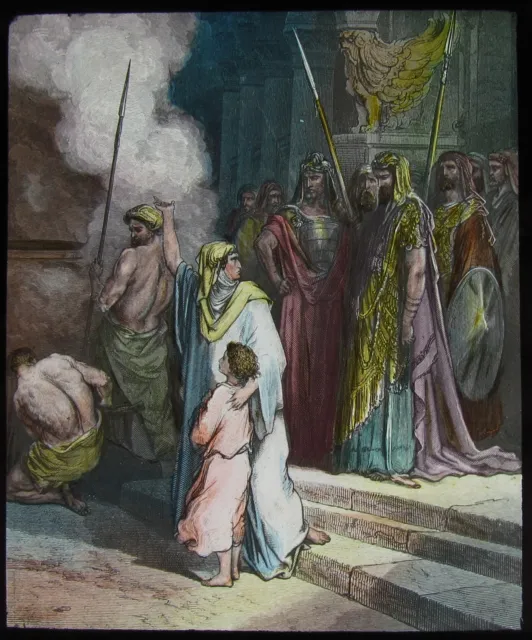 Glass Magic Lantern Slide THE COURAGE OF A MOTHER C1900 RELIGIOUS BIBLE
