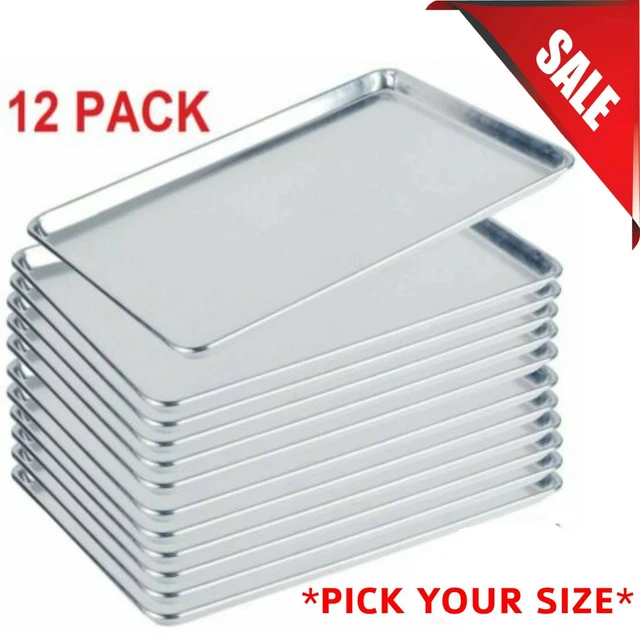 12/PACK 19 Gauge Wire in Rim Aluminum Bun Sheet Pan Baking Cookie Tray Oven Rack