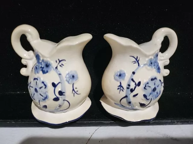 Vintage Pitchers with White and Blue Flowers Salt & Pepper Shakers