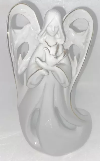 Appletree Design Fine Porcelain Angel Holding Dove Figurine Tealight Holder 