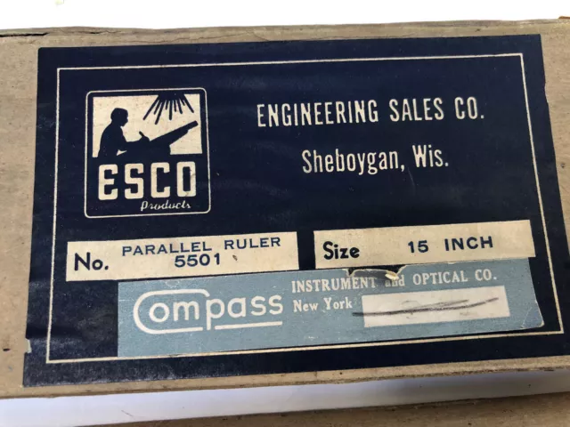 Vintage ESCO Parallel Ruler for Navigation 15" Original Box