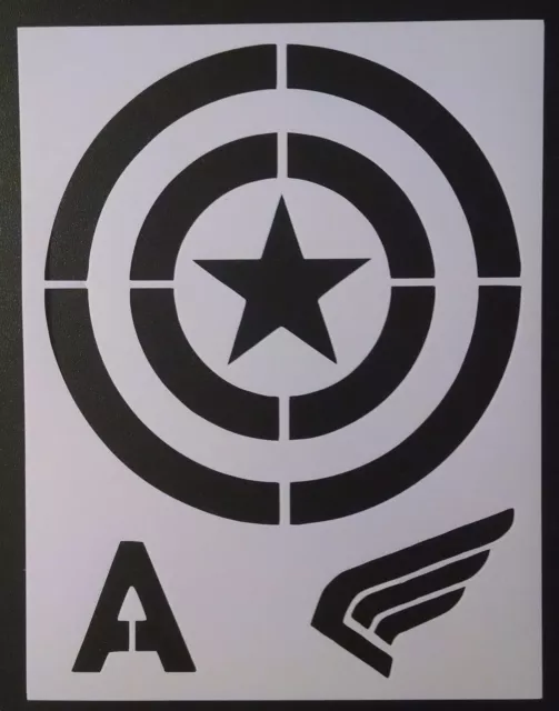 Captain America Shield Etc. 8.5" x 11" Custom Stencil FAST FREE SHIPPING