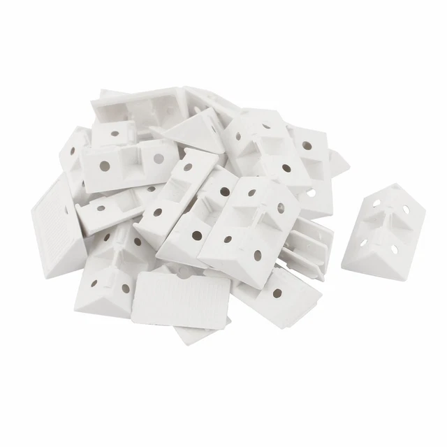 Cupboard 42mmx29mmx15mm Plastic Shelf Corner Brace Joint Bracket White 20pcs