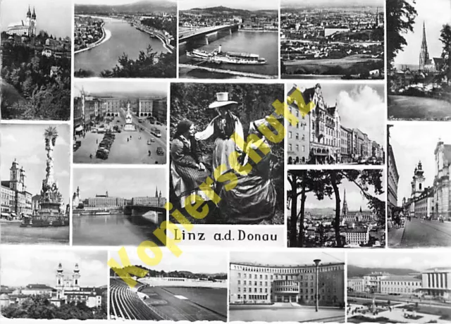 Linz an der Donau AK Mehrbild Stadtansicht Ansichtskarte frankiert 1960